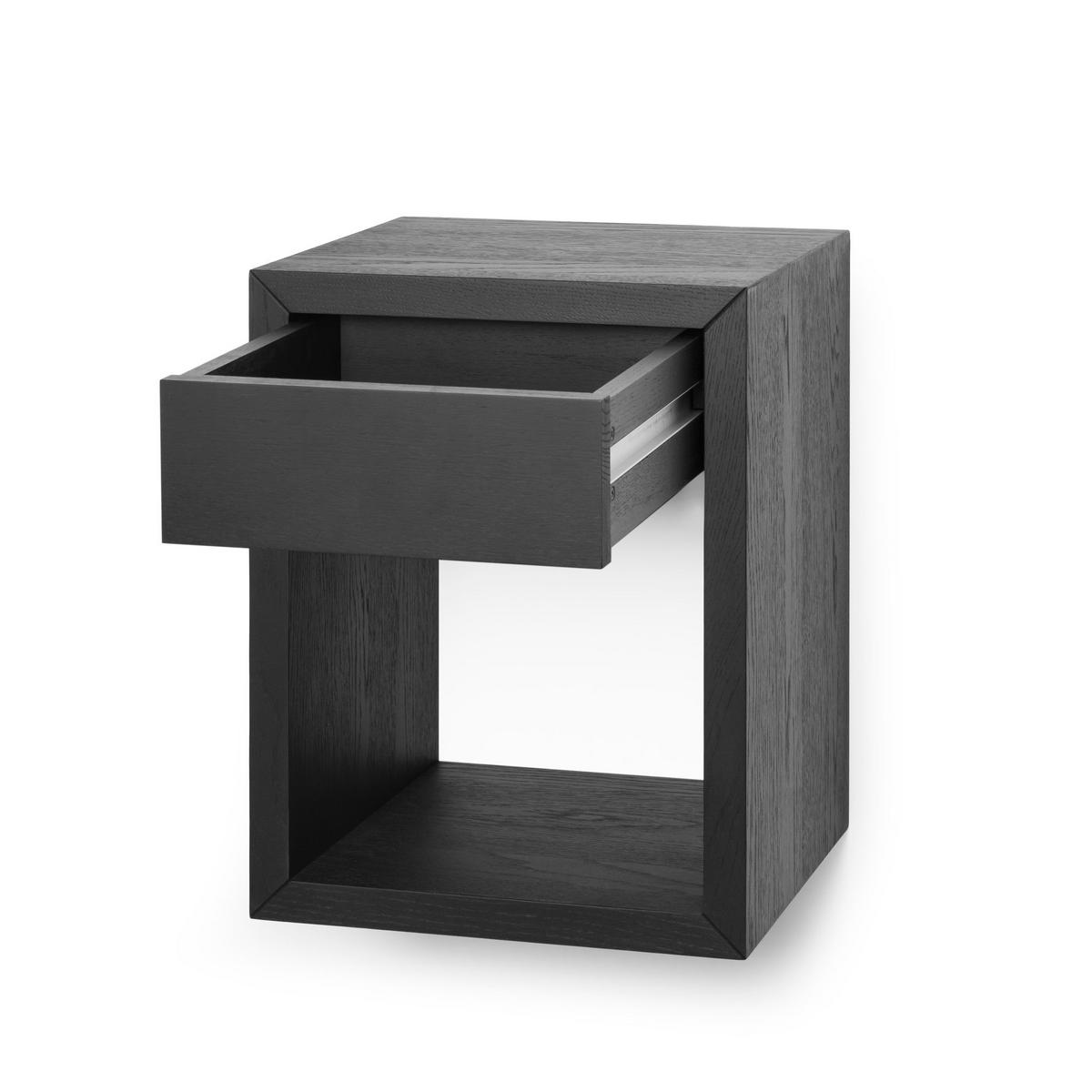 NACHTTISCH Hugo aus geölter Eiche und schwarzer Ölfinish - Schwarz, Holz (30/39/30cm) - WOODEK