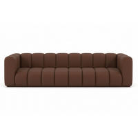 COUCH, Viersitzer-Sofa Grand, Veloursstoff Salvador, Dunkelbraun - Dunkelbraun, Holz (290/70/93cm) - Kaiser Möbel
