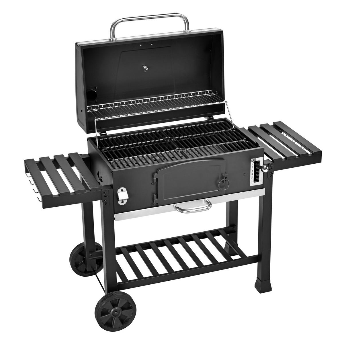 HOLZKOHLEGRILL und Smoker HERO XXL - Schwarz, Metall (142/111/46cm) - TAINO