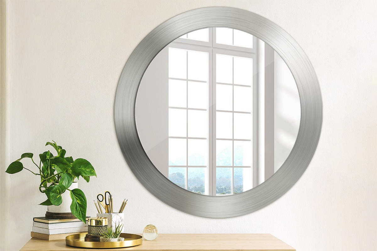SPIEGEL Ø70 cm Rund mit Aufdruck - Silberfarben, Glas (70/70/0.4cm) - TULUP