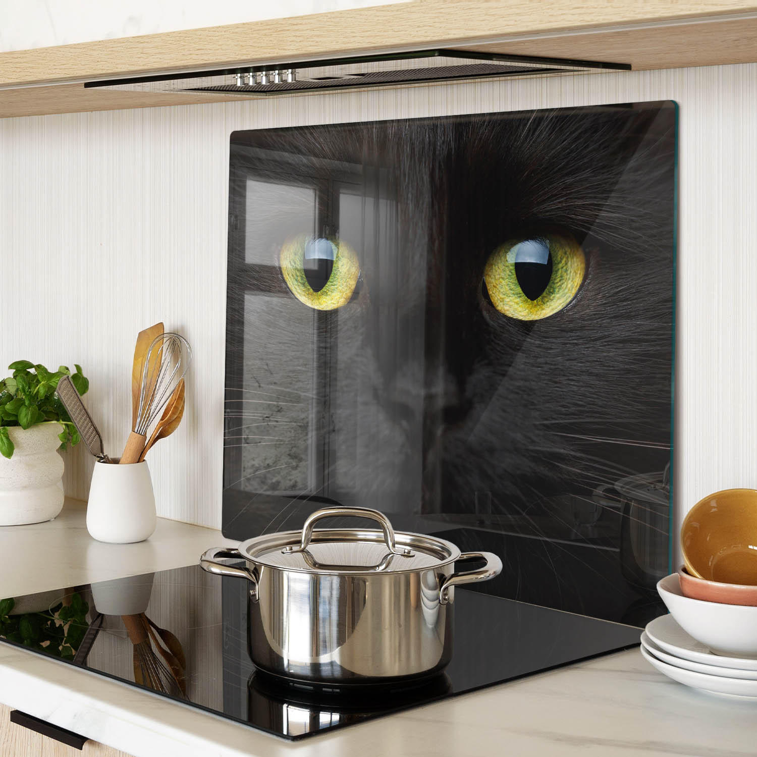 GLASPLATTE 60x52 cm Katzenaugen - Hellgrau/Schwarz, Glas (60/52cm) - TULUP
