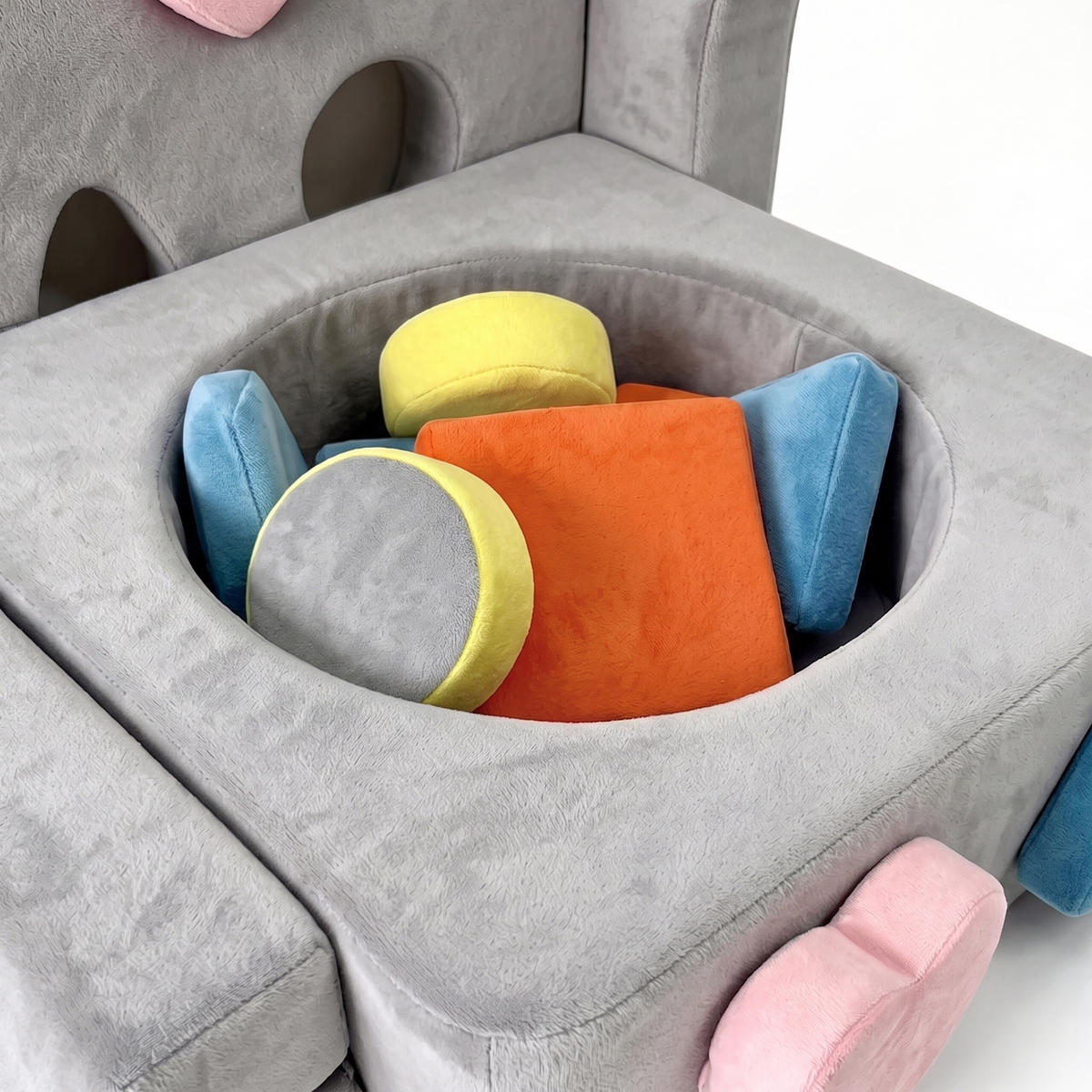SPIELSOFA Anthrazit modular 18-tlg.-Set Schaumstoff - Grau, Kunststoff/Textil (130/40/65cm) - Relaxdays