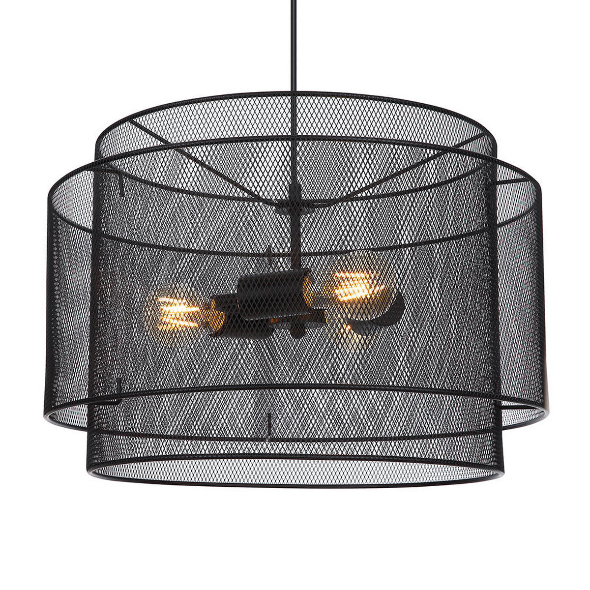 HÄNGELEUCHTE Metallgeflecht Schwarz matt - Schwarz, Metall (45/45/120cm) - Globo Lighting