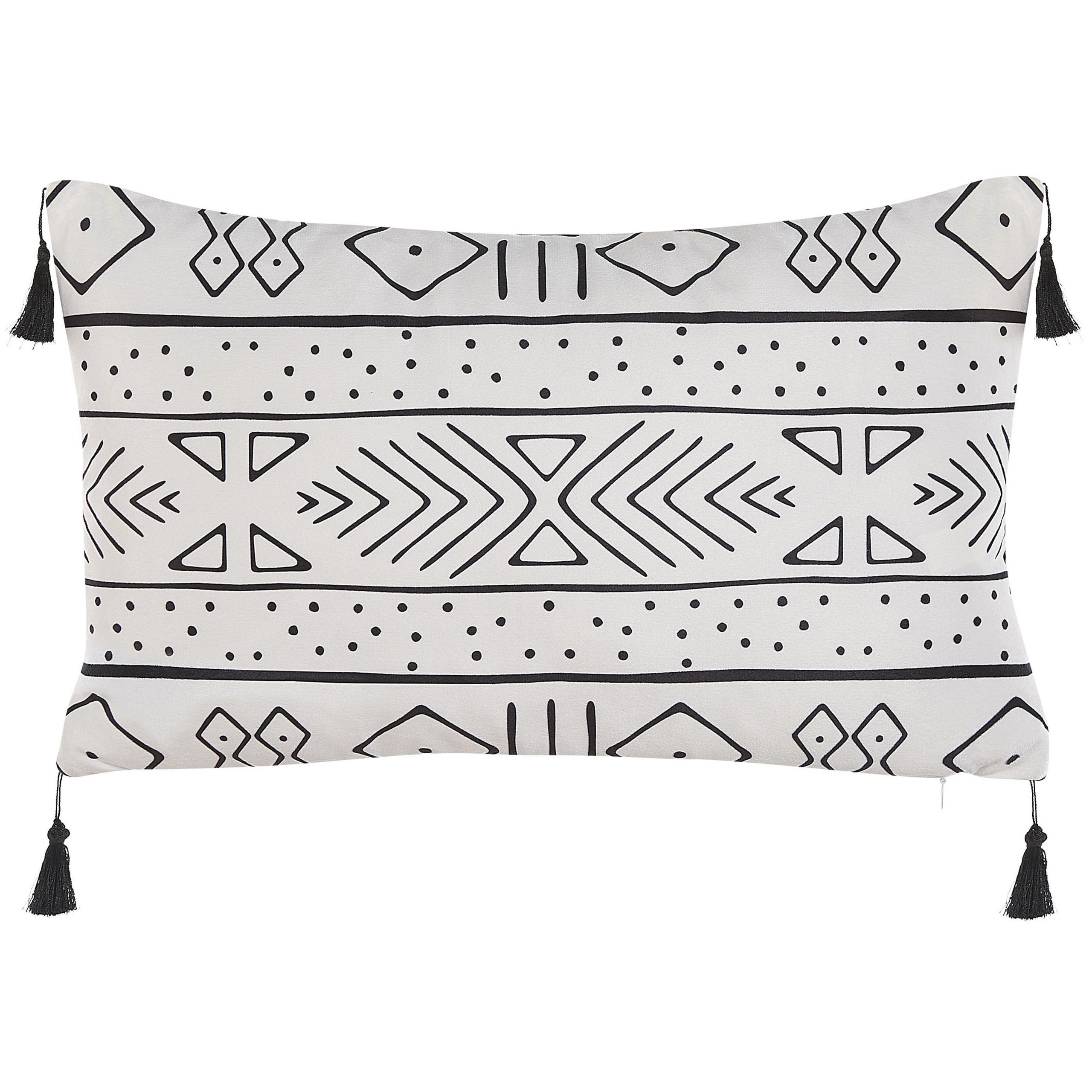 DEKOKISSEN 2er-Set Weiß 30/50 cm Schefflera - Weiß, Textil (30/50cm) - Beliani