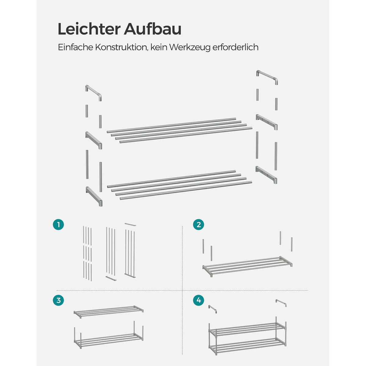 SCHUHREGAL LUSAKA - Grau, Kunststoff (92/34/30cm) - Hansiro