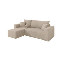 ROHOVÁ SEDAČKA s funkcí spaní, otoman vlevo SENO-L 249x139x85 béžová velur - černá/Sahara, kompozitní dřevo/textil (249/139cm) - ALTDECOR