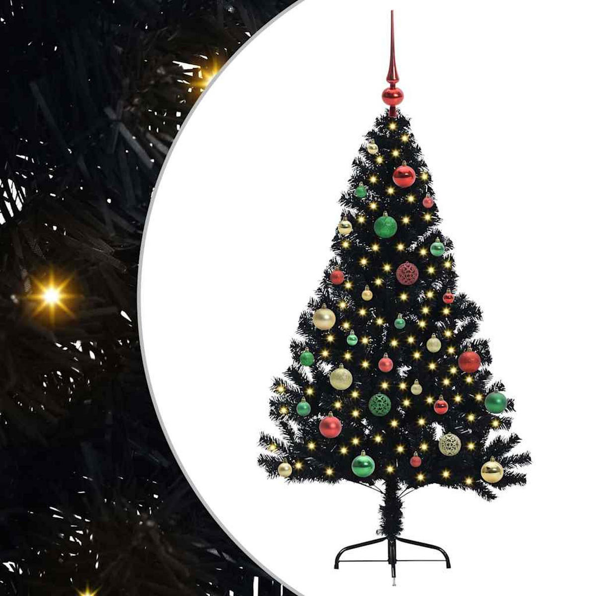 WEIHNACHTSBAUM Künstlicher Vorbeleuchteter Haltbar 95/95/150 cm Schwarz PVC - Schwarz, Kunststoff (150cm) - vidaXL