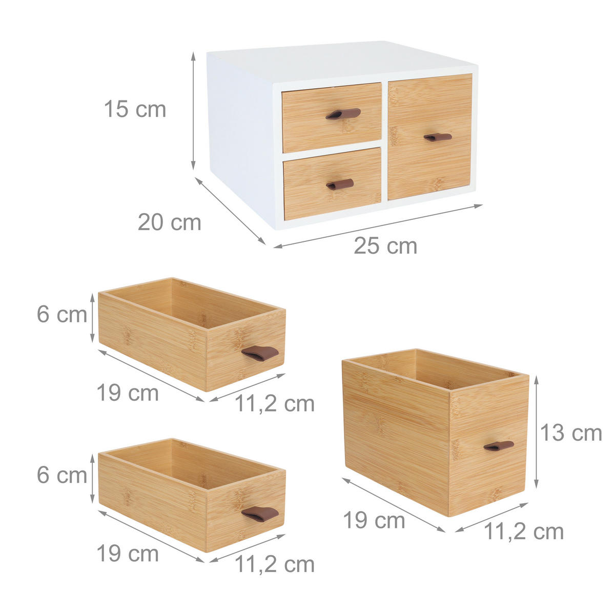 SCHUBLADENBOX - Multicolor, Holz/Holzwerkstoff (20/25/15cm) - Relaxdays