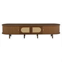 TV STOLEK ořech a ratan oválný 180 cm posuvné dveře - divoký dub, kompozitní dřevo (180/40/40cm) - Urban Meuble