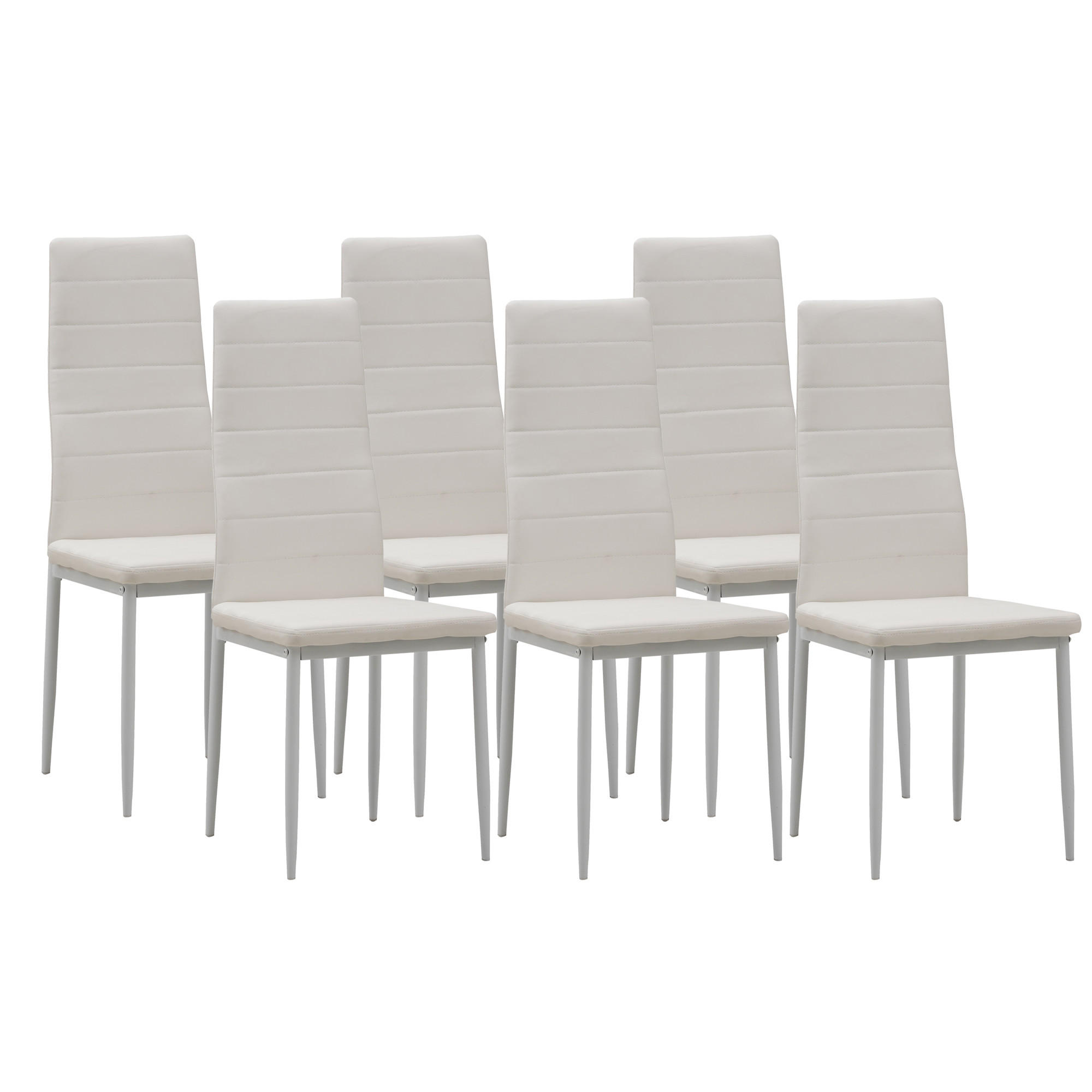 STUHL MILANO Lederimitat Metallbeine 6er Set Weiss - Weiß, Kunststoff/Metall (42/98/43cm) - Albatros