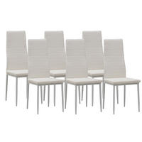 STUHL MILANO Lederimitat Metallbeine 6er Set Weiss - Weiß, Kunststoff/Metall (42/98/43cm) - Albatros
