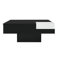 COUCHTISCH, Hochglanz-Design auf Spanplatte, abnehmbare Aufbewahrungsbox & RGB-LED, 72/72/30 cm, Schwarz + weiß - Schwarz, Holzwerkstoff (72/72/30cm) - Redom