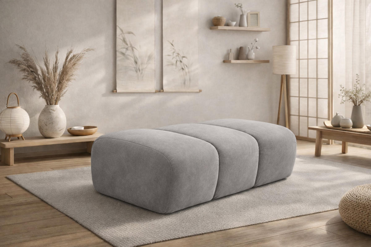POUF modular, Veloursstoff Bluvel, Grau, CROISSANT - Grau, Holz (105/44/70cm) - Kaiser Möbel