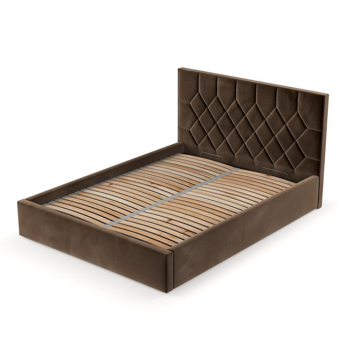 POLSTERBETT Brisa 140/200 cm Braun im Kronos Stoff - Schwarz/Naturfarben, Holz/Holzwerkstoff (140/200cm) - AltaBeds