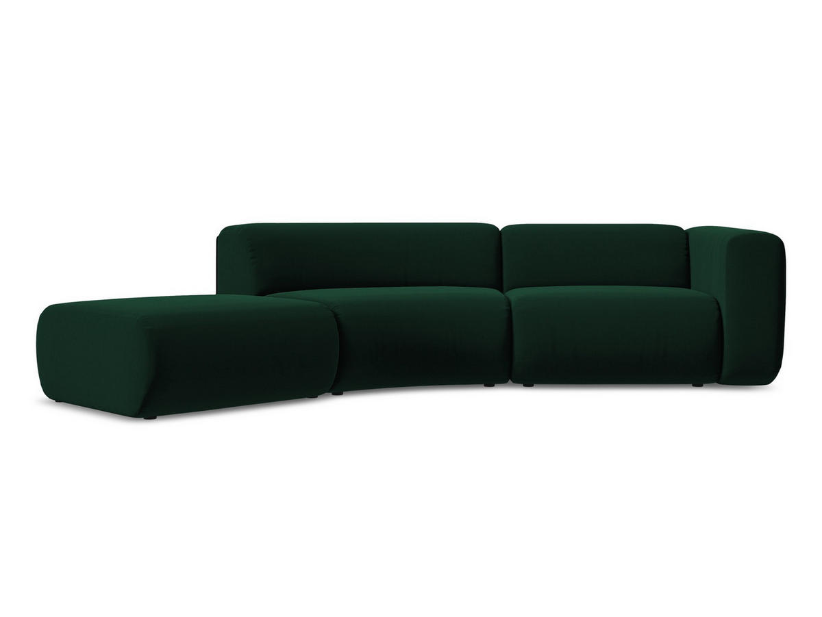 4-SITZER-SOFA Samt Stoff Grün - Dunkelgrün/Schwarz, Kunststoff/Textil (335/70/166cm) - Makamii