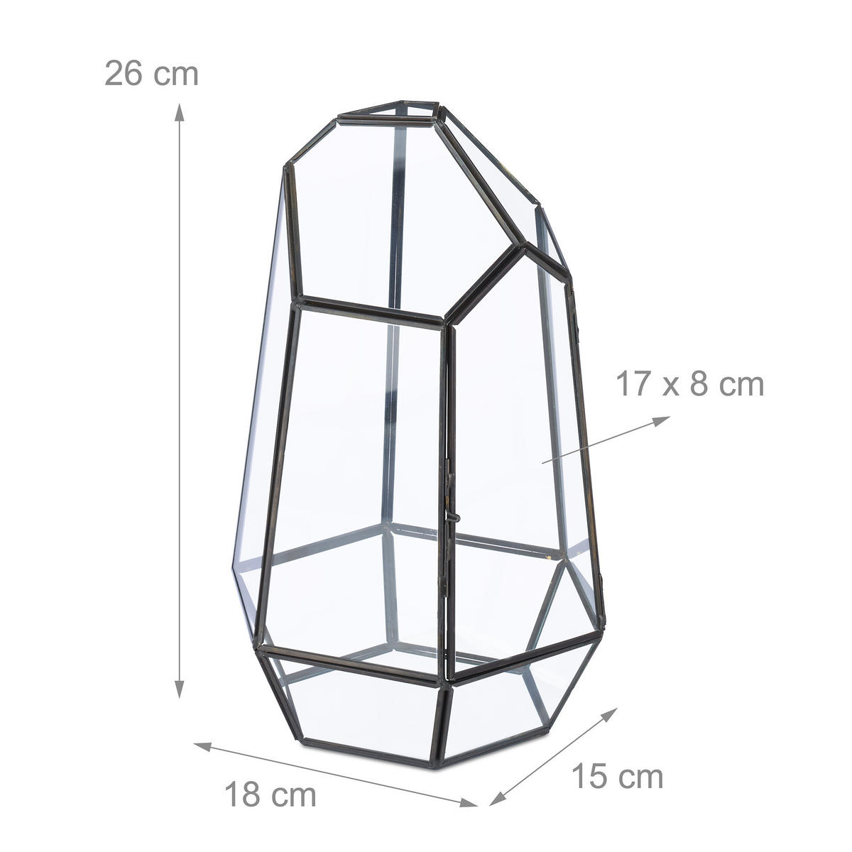 PFLANZENTERRARIUM - Transparent, Glas/Metall (18/26/15cm) - Relaxdays