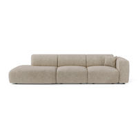 SOFA 5-Sitzer Gemusterter Samt Beige 310cm - Beige, Textil (310/73/96cm) - Sia Home