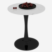 KONFERENČNÍ stolek 70/70/72 cm černá bílá z umělého mramoru s kulatou deskou - bílá, kámen (70/70/72cm) - OKWISH