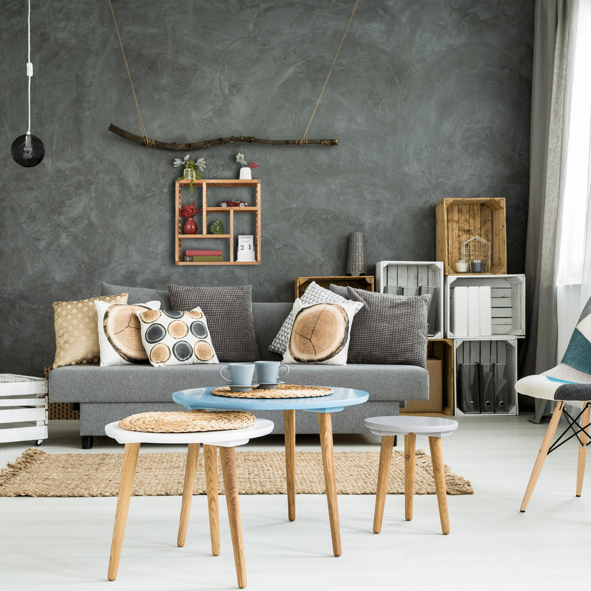 WANDREGAL - Hellbraun, Holz (50/50/15cm) - Relaxdays