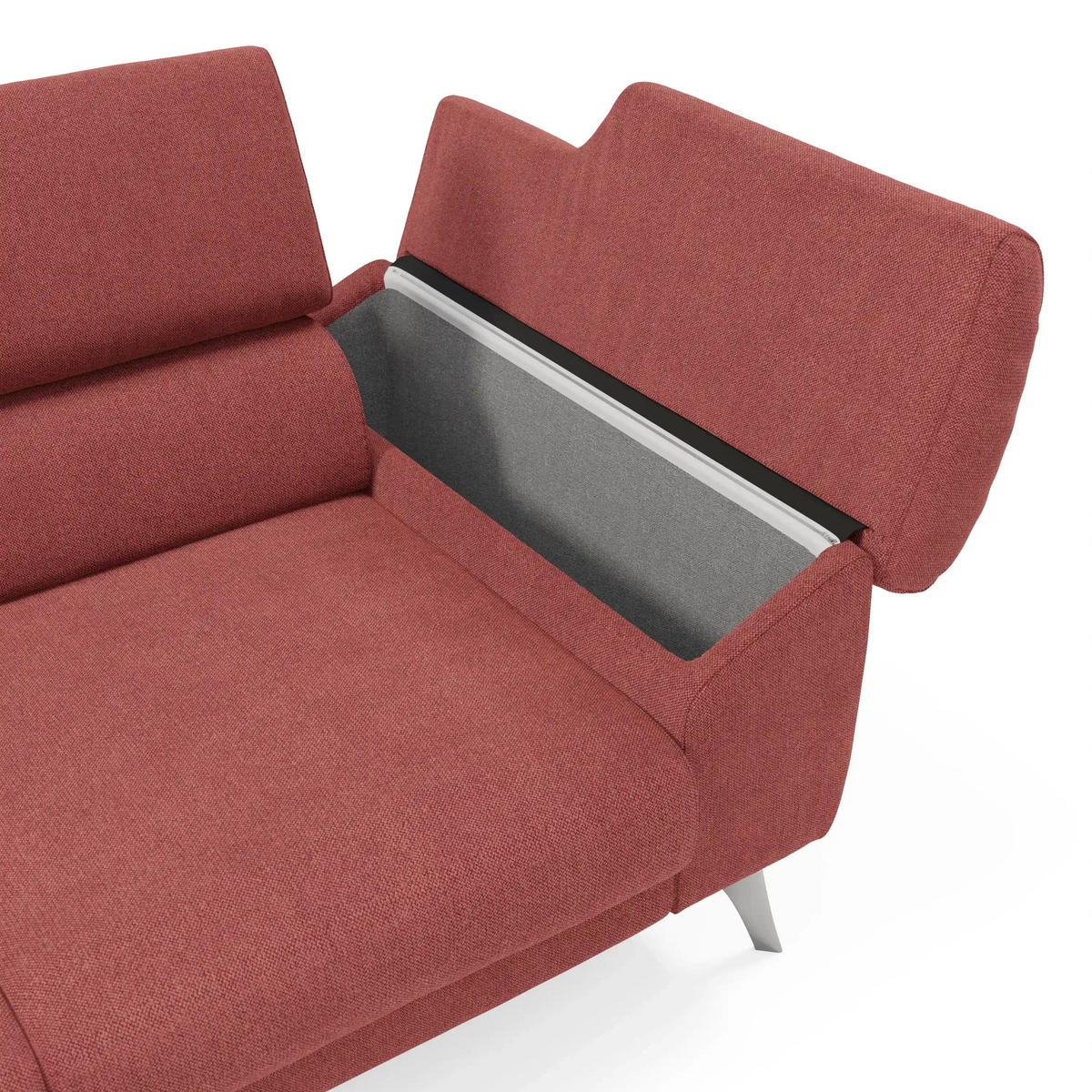 LINEARSOFA Donatello - Kirschrot, Metall (265/76/102cm) - Divani.store