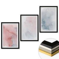 WANDBILDER 3er-Set - 40x60 cm Schwarzer Rahmen - Pastellfarben auf Leinwand - Schwarz, Kunststoff (40/60cm) - ArtPrintCave