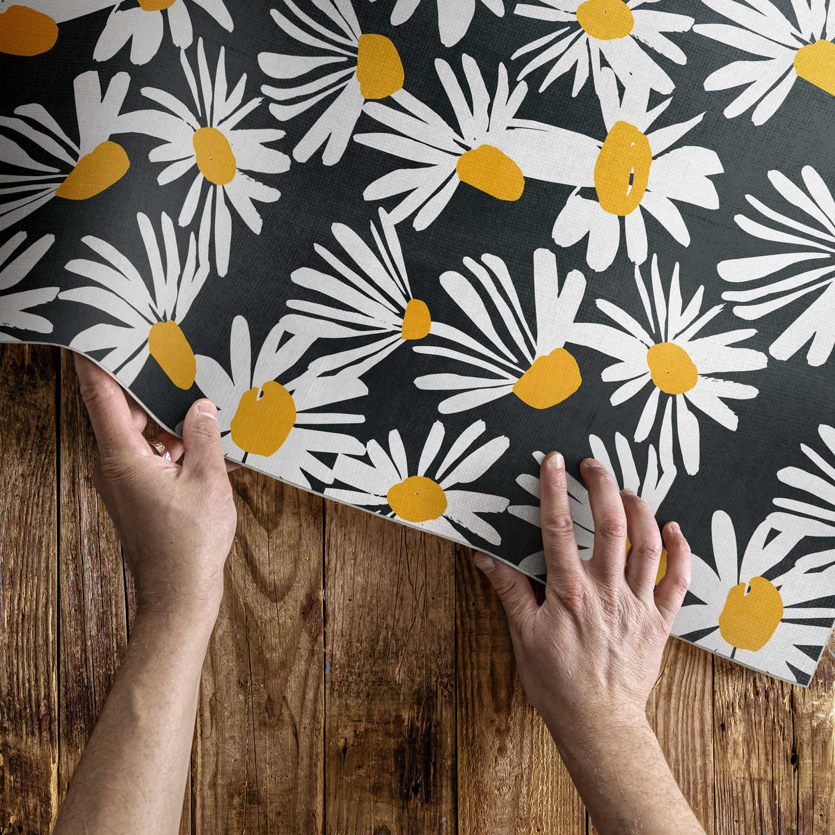 TEPPICH 140x210 cm Gemalte Gänseblümchen und Wildblumen - Hellgrau, Kunststoff (140/210cm) - Wallfluent