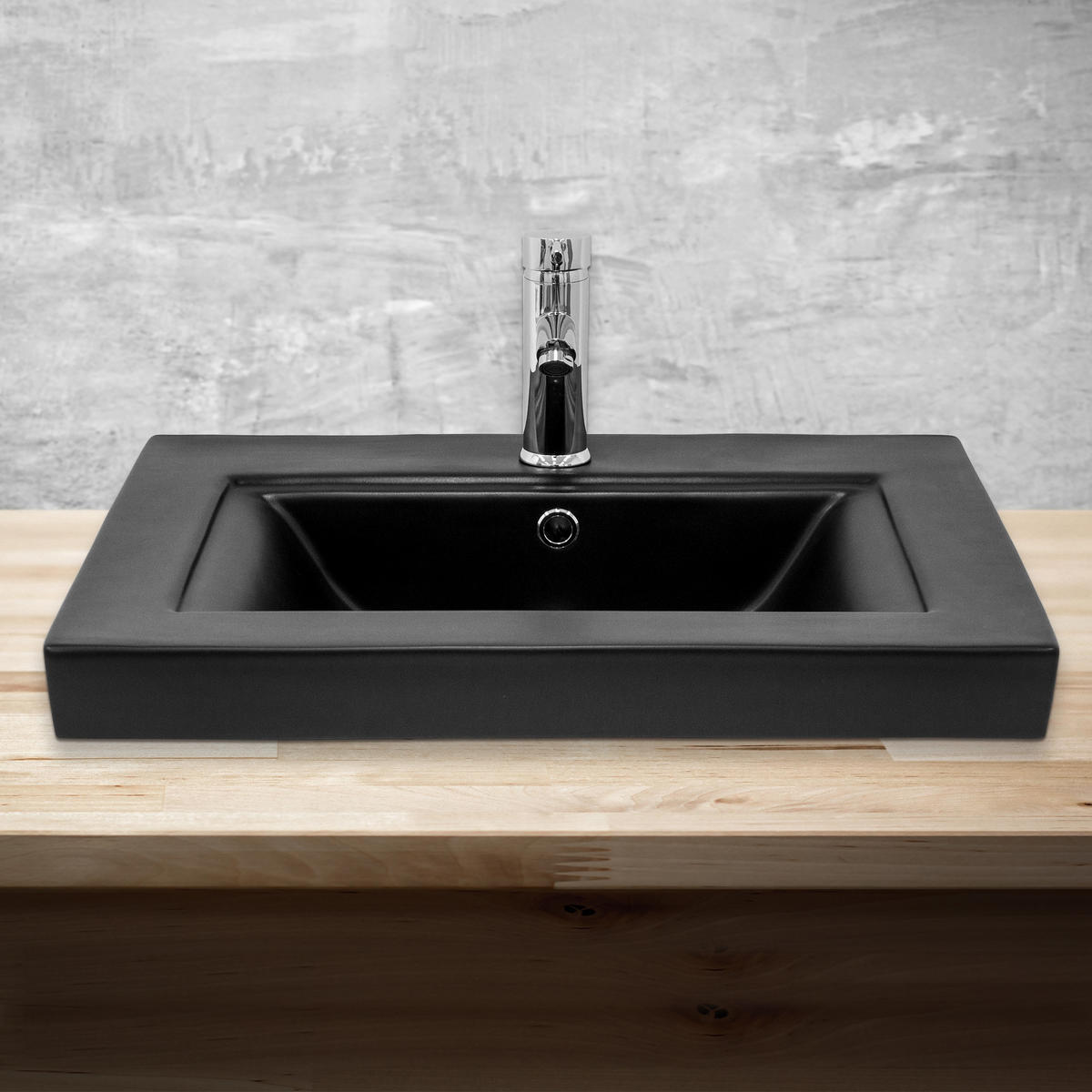 WASCHBECKEN - Schwarz, Keramik (48/63/63cm) - ML-DESIGN