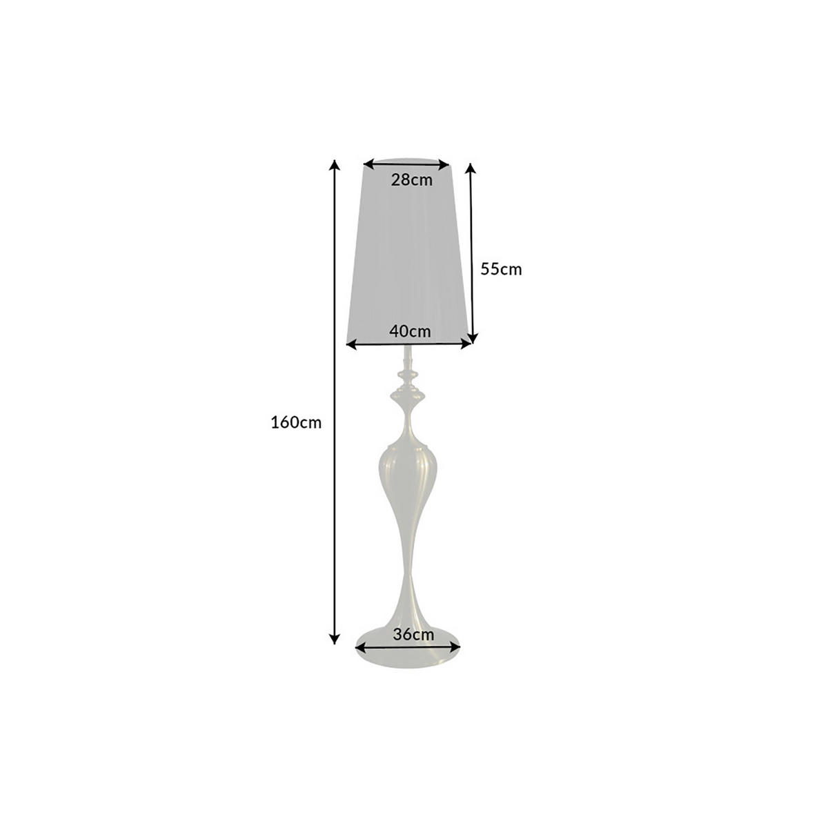 STEHLEUCHTE LUCIE Metall Gold 160 cm - Goldfarben/Schwarz, Metall (40/40/160cm) - riess-ambiente