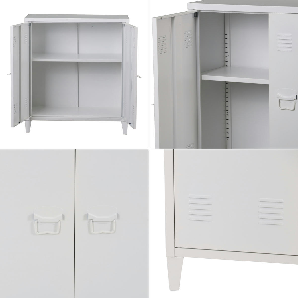 METALLSCHRANK Oripää - Weiß, Metall (80/90/33cm) - [en.casa]