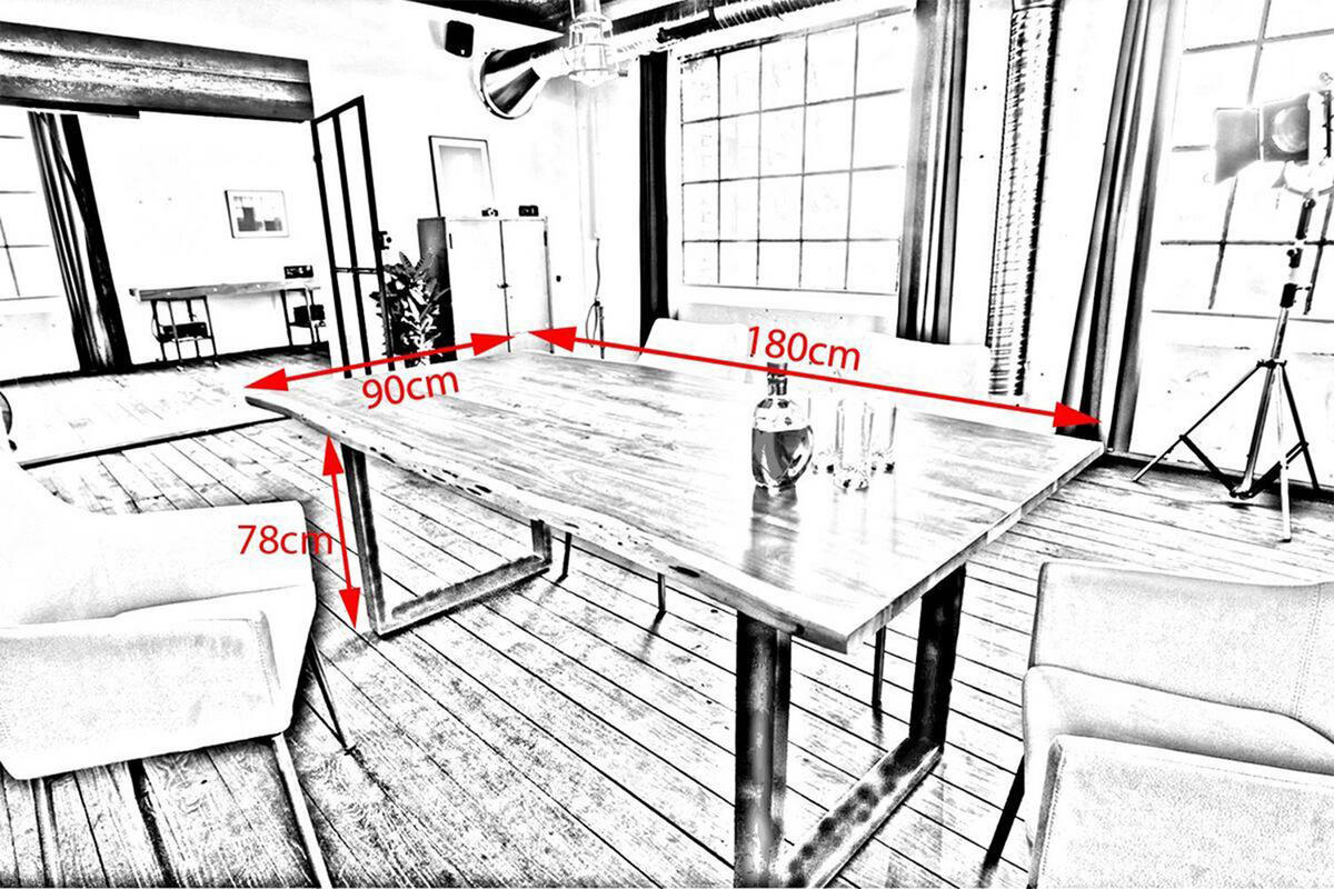 ESSTISCH LORE Holz Akazie - Silberfarben/Naturfarben, Holz/Metall (180/90/78cm) - KAWOLA