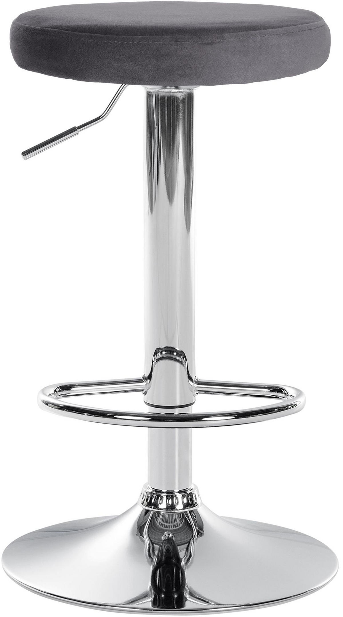 BARHOCKER 2er Set Pontius Samt chrom dunkelgrau - Chromfarben/Dunkelgrau, Textil/Metall (38.5/81/38.5cm) - TPFLiving