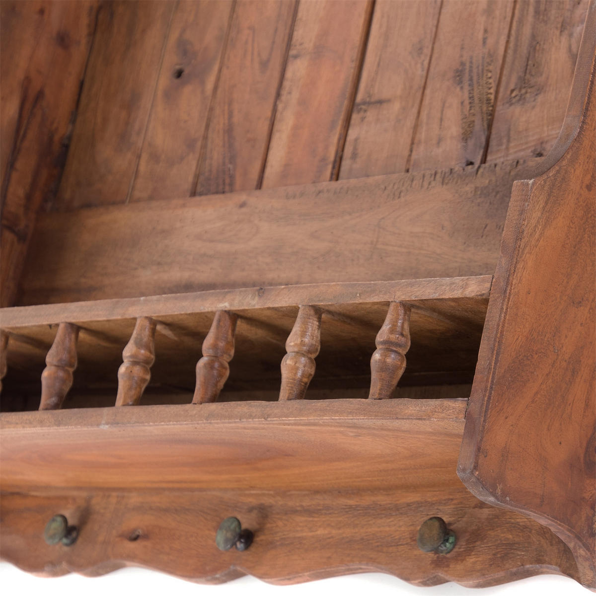 WANDREGAL Cottage Mahagoni Holz, 3 Haken, naturfarben - Naturfarben, Holz (67/76/15cm) - DESIGN DELIGHTS