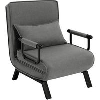 SCHLAFSESSEL 3 in 1, mit Verstellbarer Rückenlehne, Leinen Dunkelgrau - Dunkelgrau/Schwarz, Textil/Metall (65/78/75cm) - Woltu