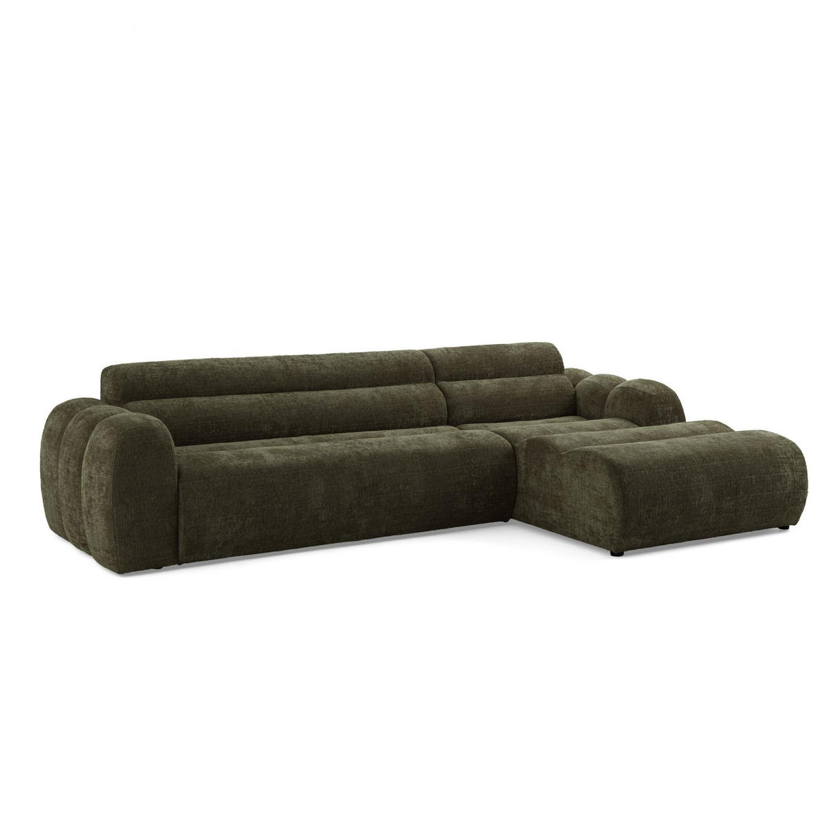 4-SITZER modulares Ecksofa VEER SET 1 Rechts, 298 x 175 cm, Chenille Webstoff Grün - Schwarz/Grün, Holz/Kunststoff (175/298cm) - Muffo