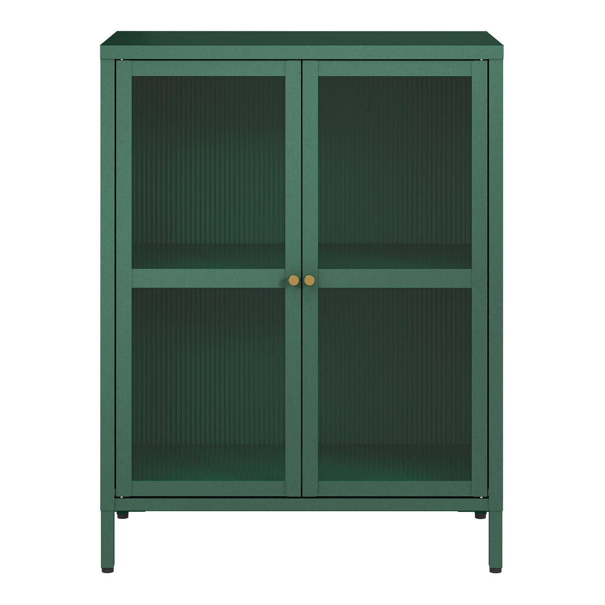 VITRINE Säkylä - Dunkelgrün/Transparent, Glas/Metall (64/84/35cm) - [en.casa]