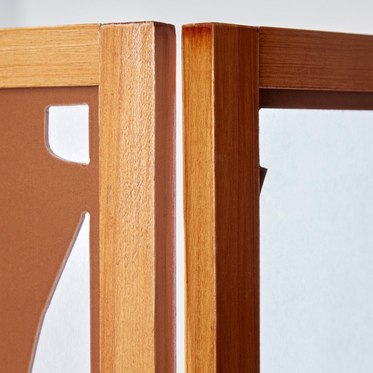 PARAVENT 3-tlg. 130,5/175 cm Braun Holzverzierung - Braun, Holz (130/175/2cm) - Homestyle4u