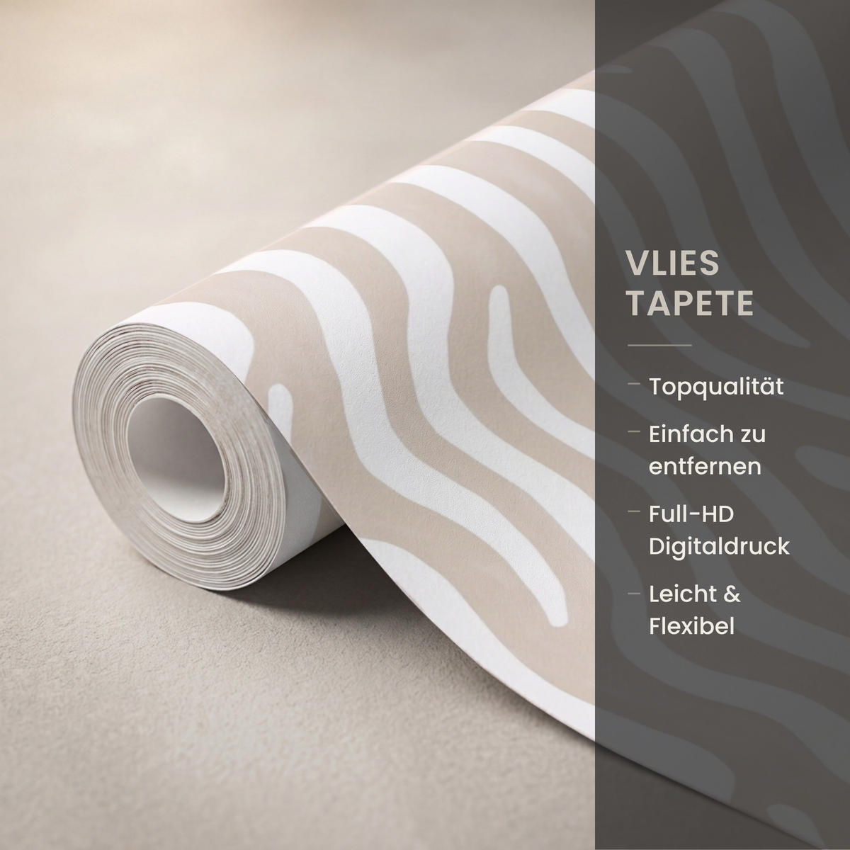 TAPETE - Abstrakt - Zebra - Beige - 140x200 cm - Beige, Papier (140/200cm) - OnlyWow