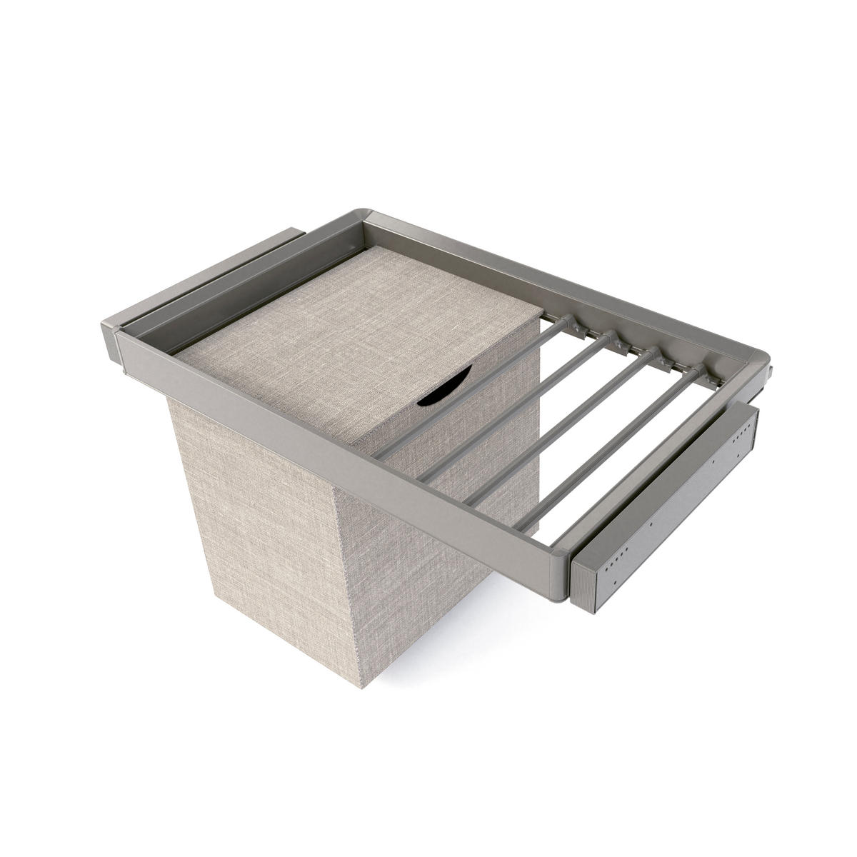 HOSENHALTER Mit 7 Stangen, Wäschekorb Und Rahmen Für Schrank Quartz, Soft-Close, Vollauszug, 80cm, Titan-Oberfläche - Titanfarben, Metall (45.5/40/78.8cm) - EMUCA