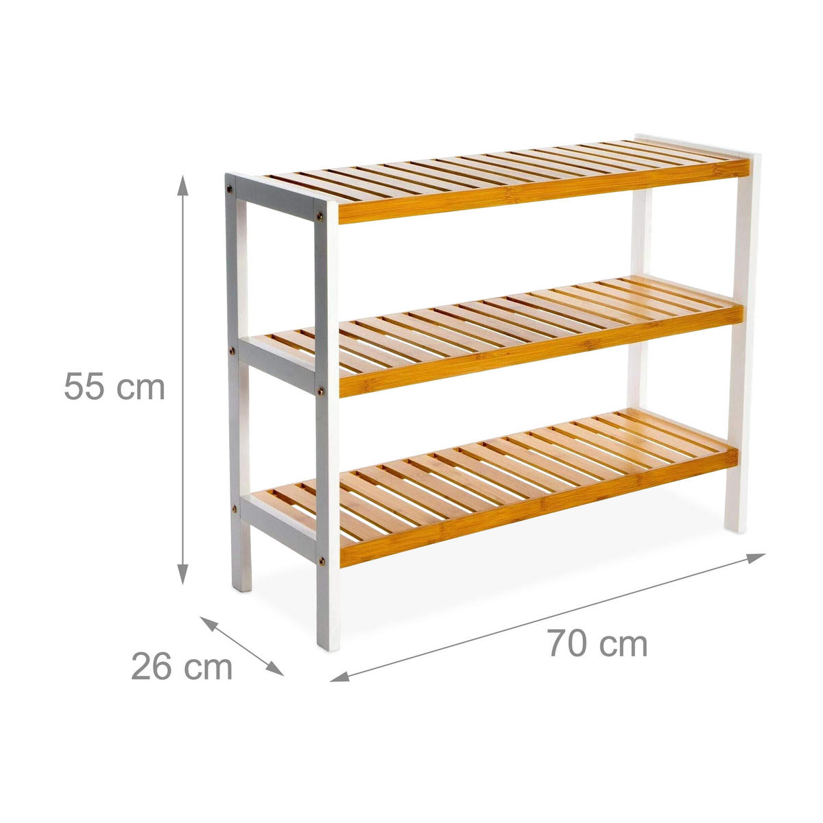 SCHUHREGAL - Weiß, Holz (70/55/26cm) - Relaxdays