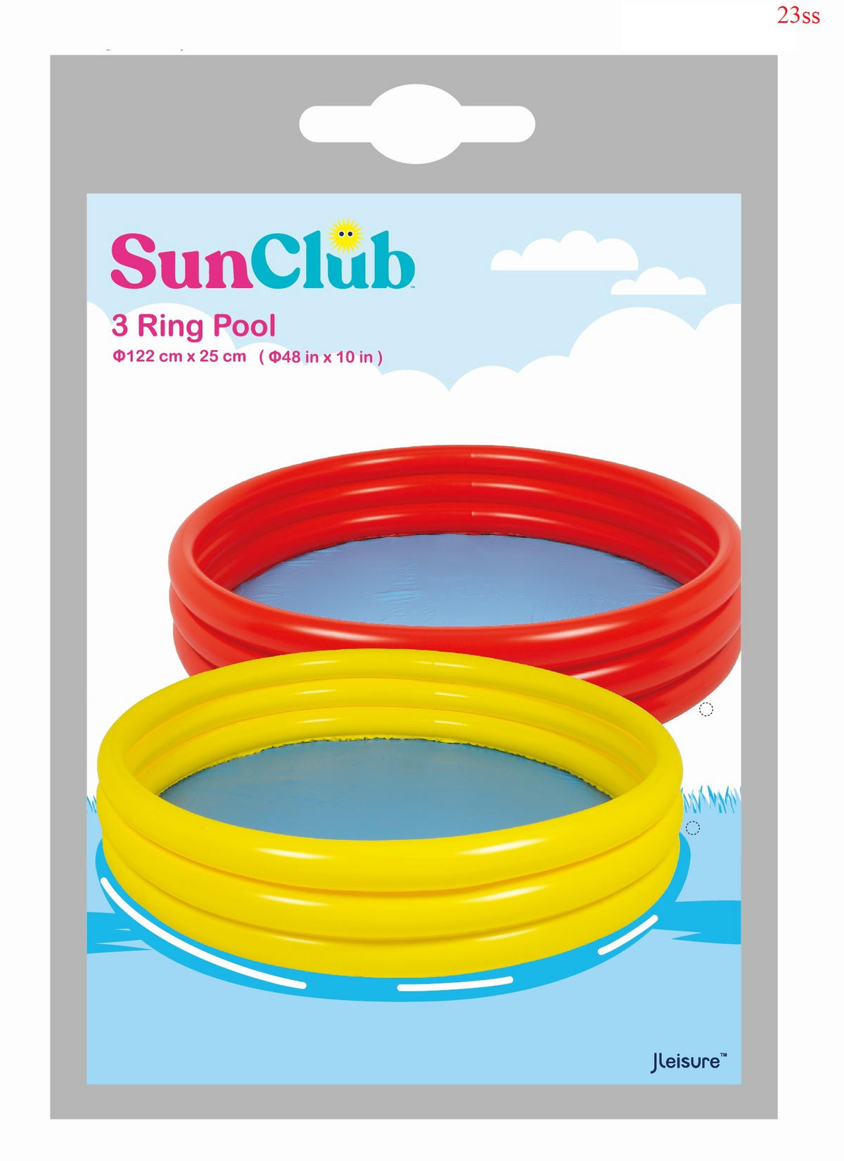 PLANSCHBECKEN aufblasbarer 3-Ring Kids Pool 122x25 cm, rot - Rot, Kunststoff (122/122/25cm) - Avenli
