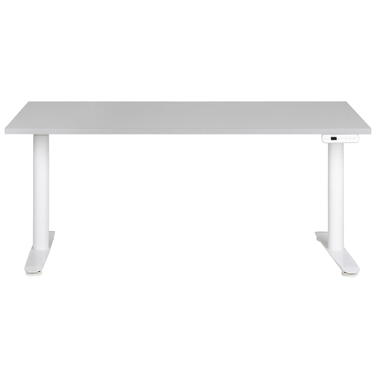 SCHREIBTISCH grauweiß 160/72 cm elektrisch höhenverstellbar Destin IV - Weiß/Grau, Holz (72/160/67cm) - Beliani