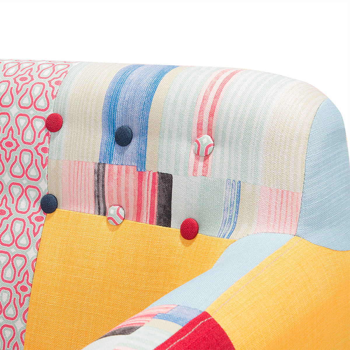 SESSEL Polsterbezug Bunt Melby - Multicolor, Holz/Textil (64/77/59cm) - Beliani