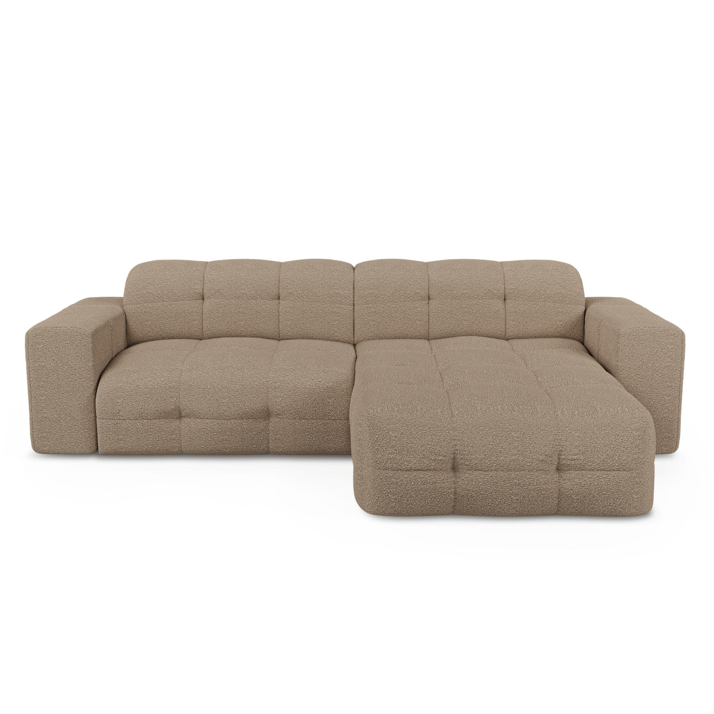 ECKSOFA RECHTS Bouclé-Stoff Taupe 230cm - Taupe, Textil (230/155cm) - Sia Home