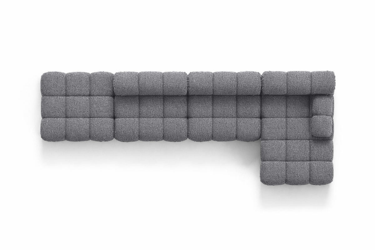 ECKSOFA L-Form XL, Stoff Bouclé Abriamo, Dunkelgrau, Rechts, Selia L XL - Dunkelgrau, Holz (380/160cm) - Kaiser Möbel