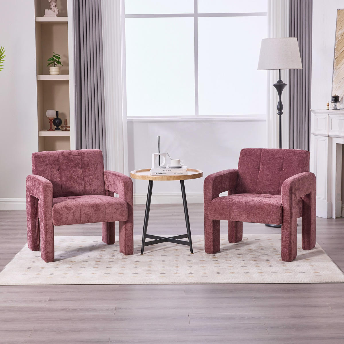 SESSEL Einzelner Sessel,dicke Polsterung,Chenille,Rot - Rot, Textil (67.5/74.5/69cm) - LVHOM