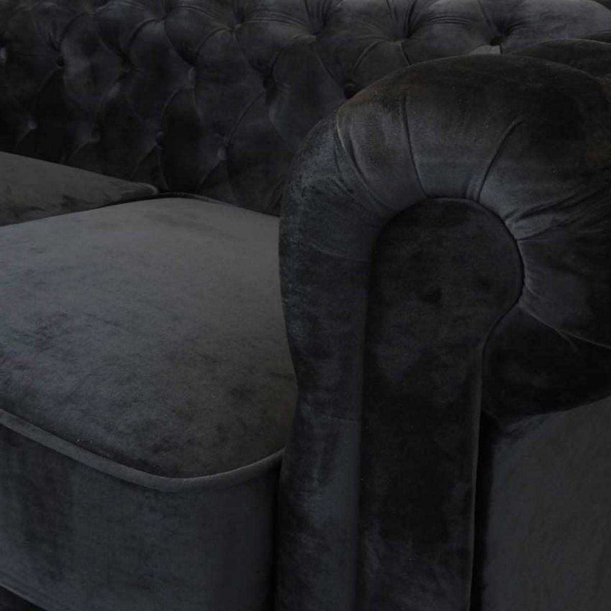 CHESTERFIELDSOFA capitonné - Schwarz - Schwarz, Textil (170/83/81cm) - Pasmara