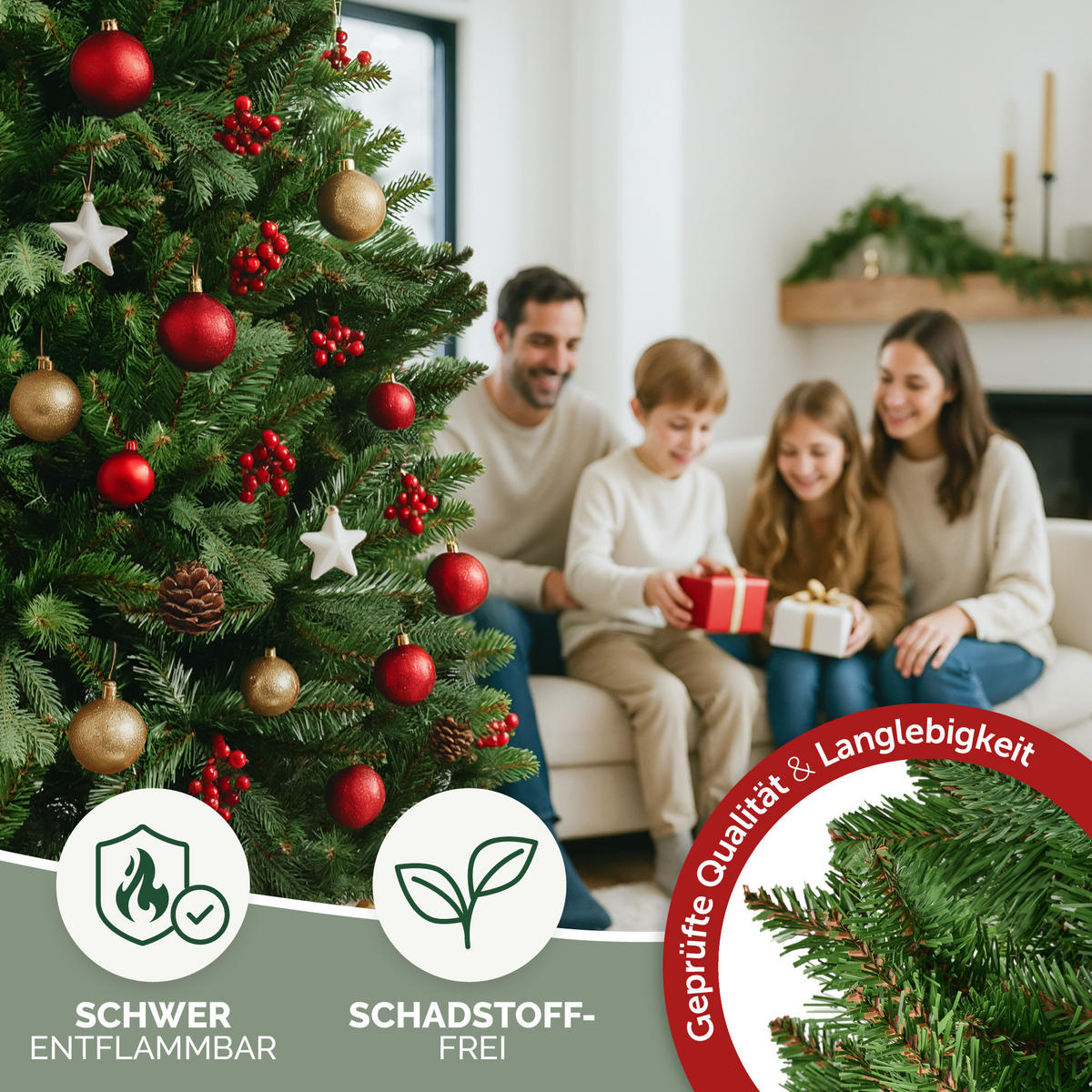 WEIHNACHTSBAUM aus PE & PVC Mix mit LED Beleuchtung, 210 cm - Grün, Kunststoff (210cm) - Merry Tree