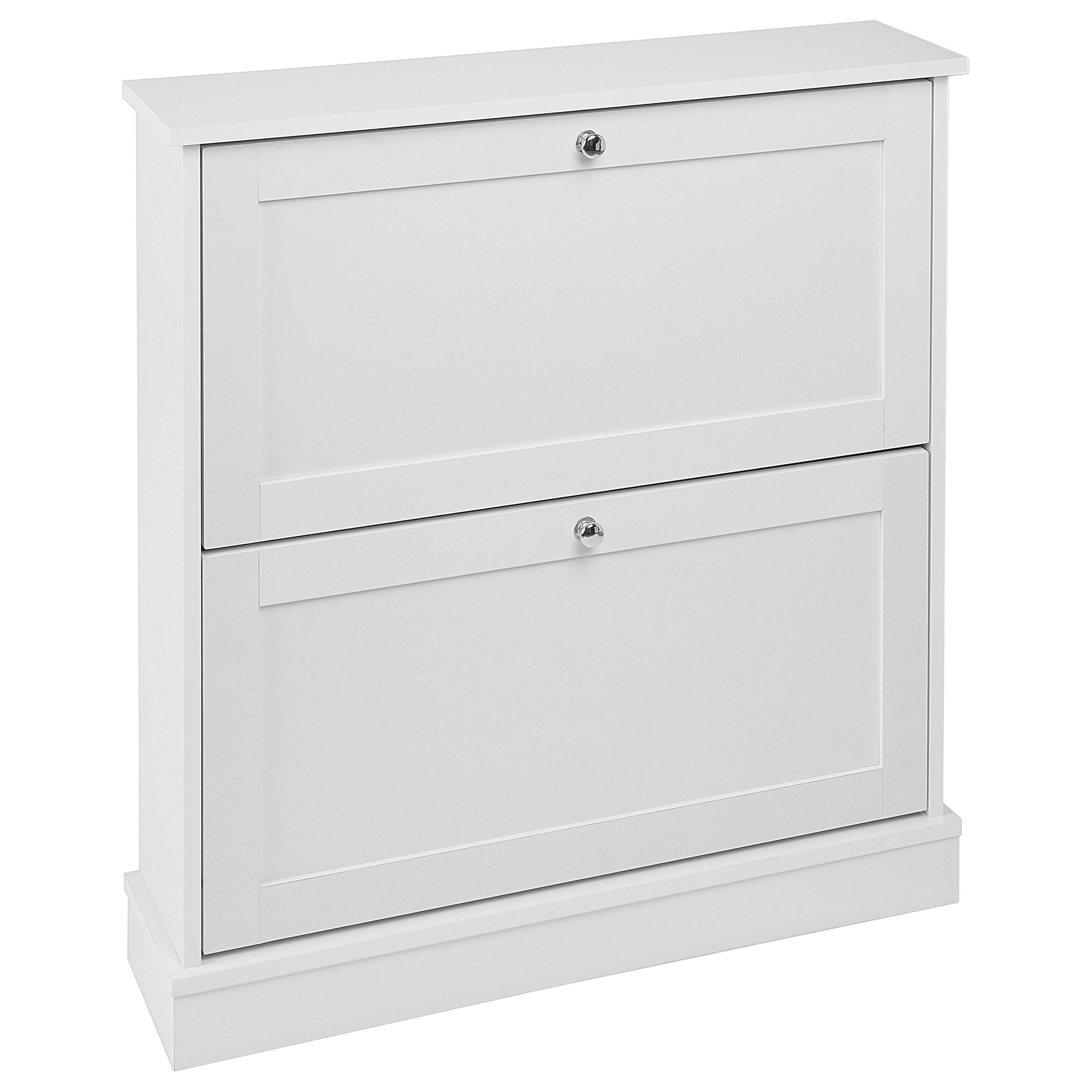 Beliani Schuhschrank Weiß, Silber 76x80x19 cm
