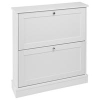 SCHUHSCHRANK Weiß Chelan - Silberfarben/Weiß, Holzwerkstoff (76/80/19cm) - Beliani