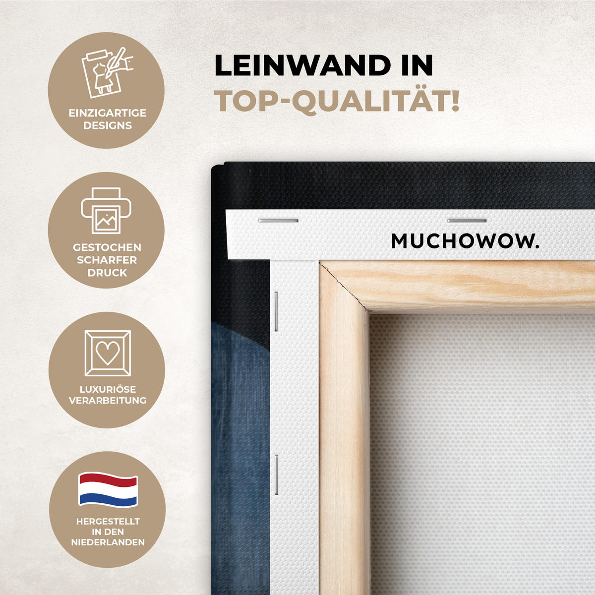 LEINWANDBILD Abstrakt - Formen - Dunkelblau 60x80 cm - Cognac, Textil (60/80cm) - MuchoWow